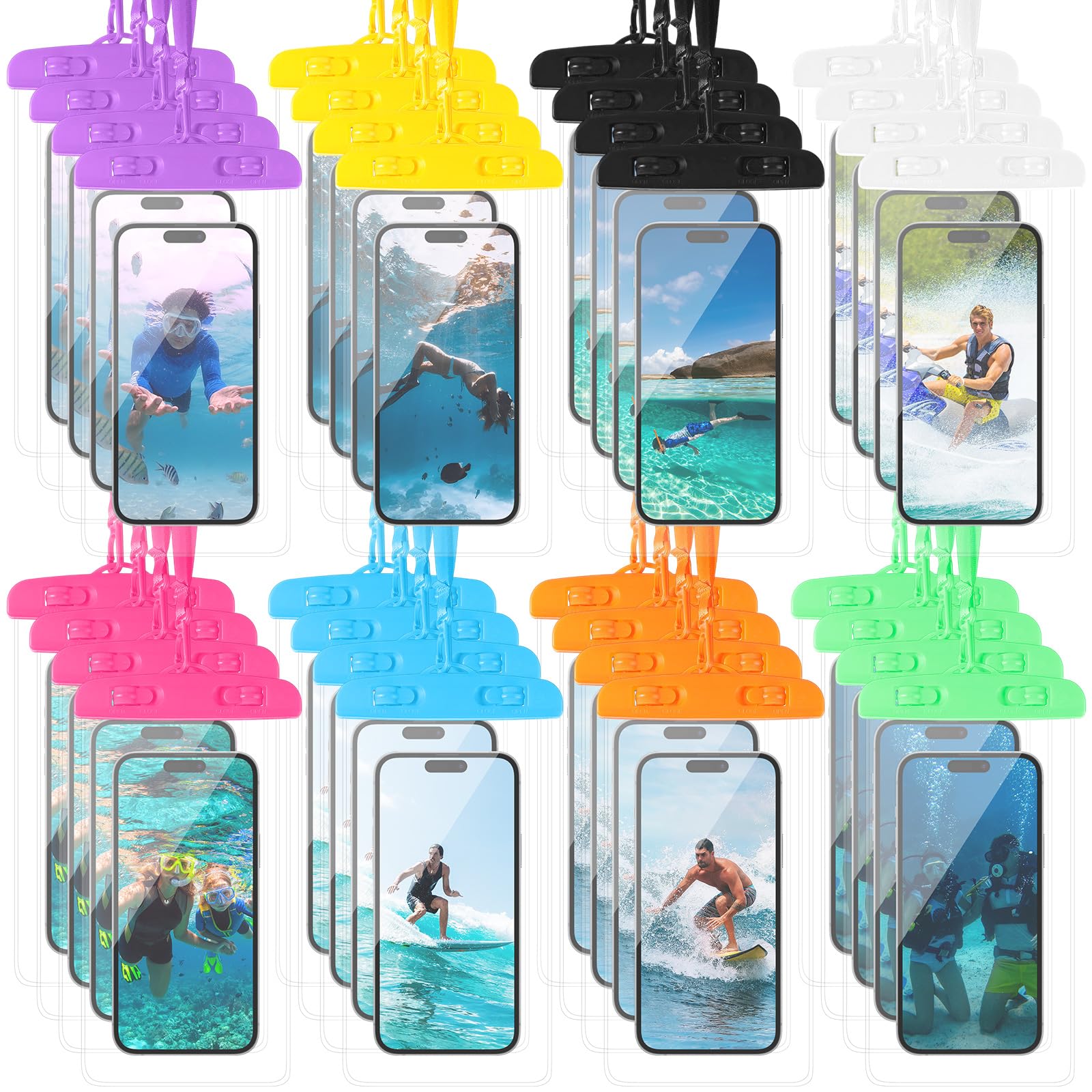 Flutesan 40 Pack Universal Clear Waterproof Phone Pouch Cell Phone Pouch Dry Bag Waterproof Cases Bag with Lanyard for Outdoor Sport Water Games