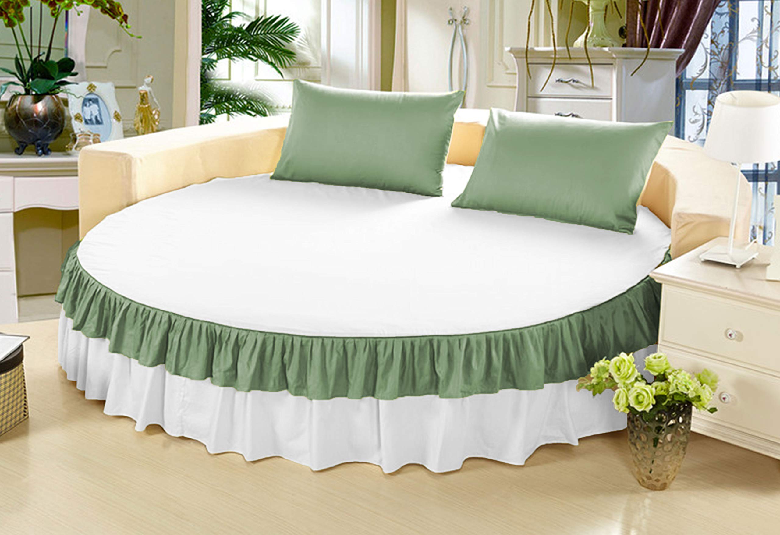 Falda de cama redonda de 203 cm de algodón egipcio de 600 hilos