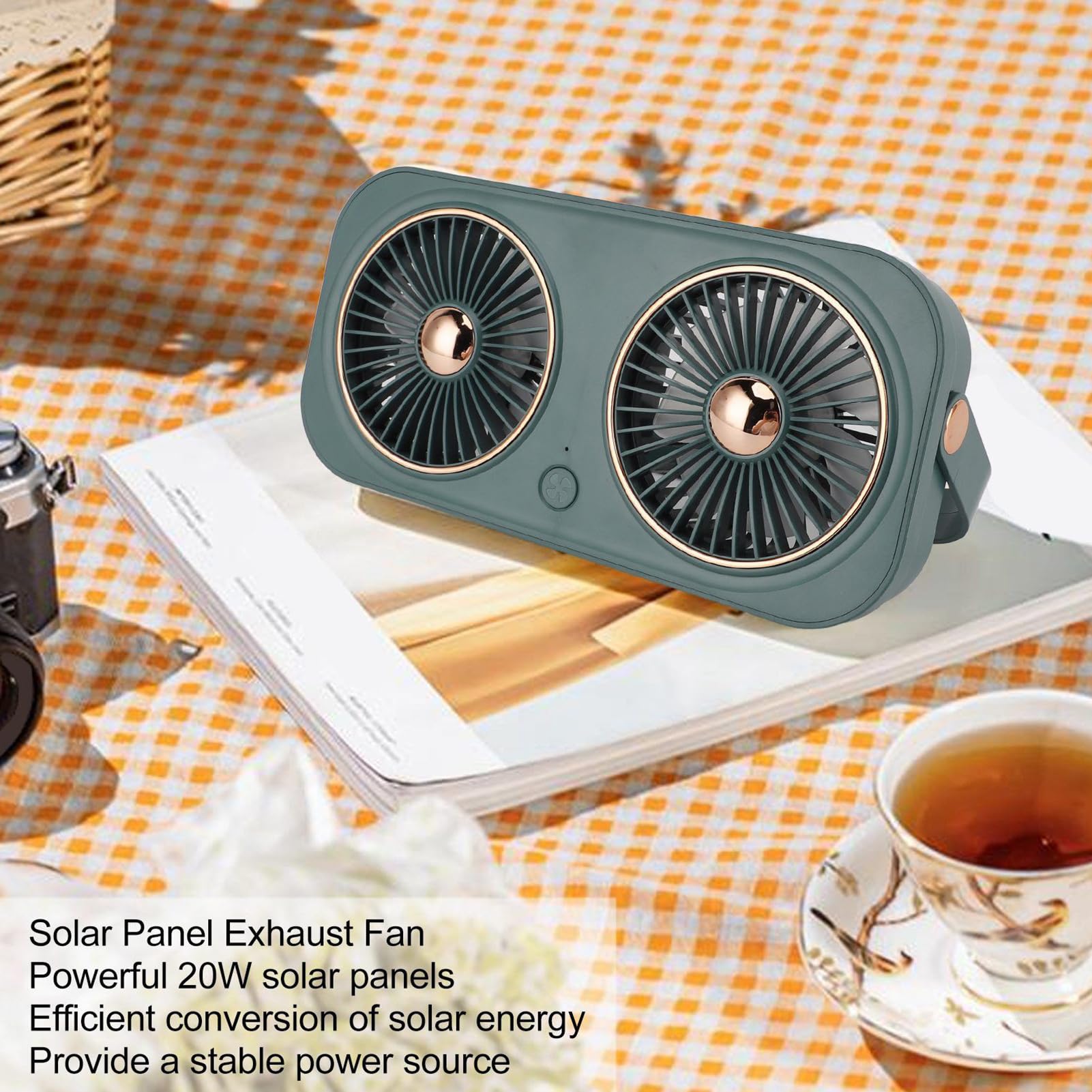 Ventilateur solaire pour abri de jardin, ventilateur de – Batterie 20 W – Ventilateur compact économe en énergie pour serre, garage, camping, terrasse