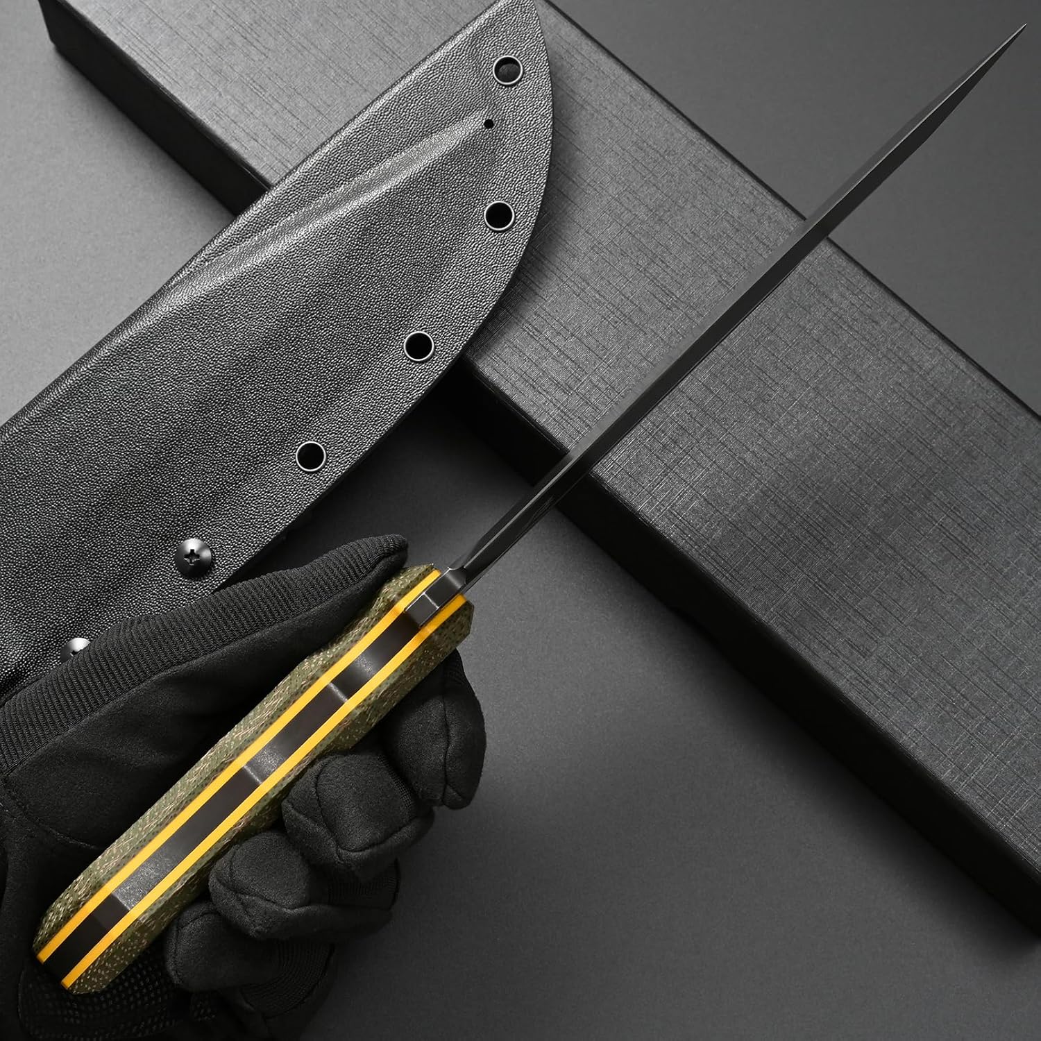 Eafengrow EF151 Fixed Blade Knife N690 Steel Blade Micarta Handle Full Tang EDC Tool Straight Knife for Working Camping Survival