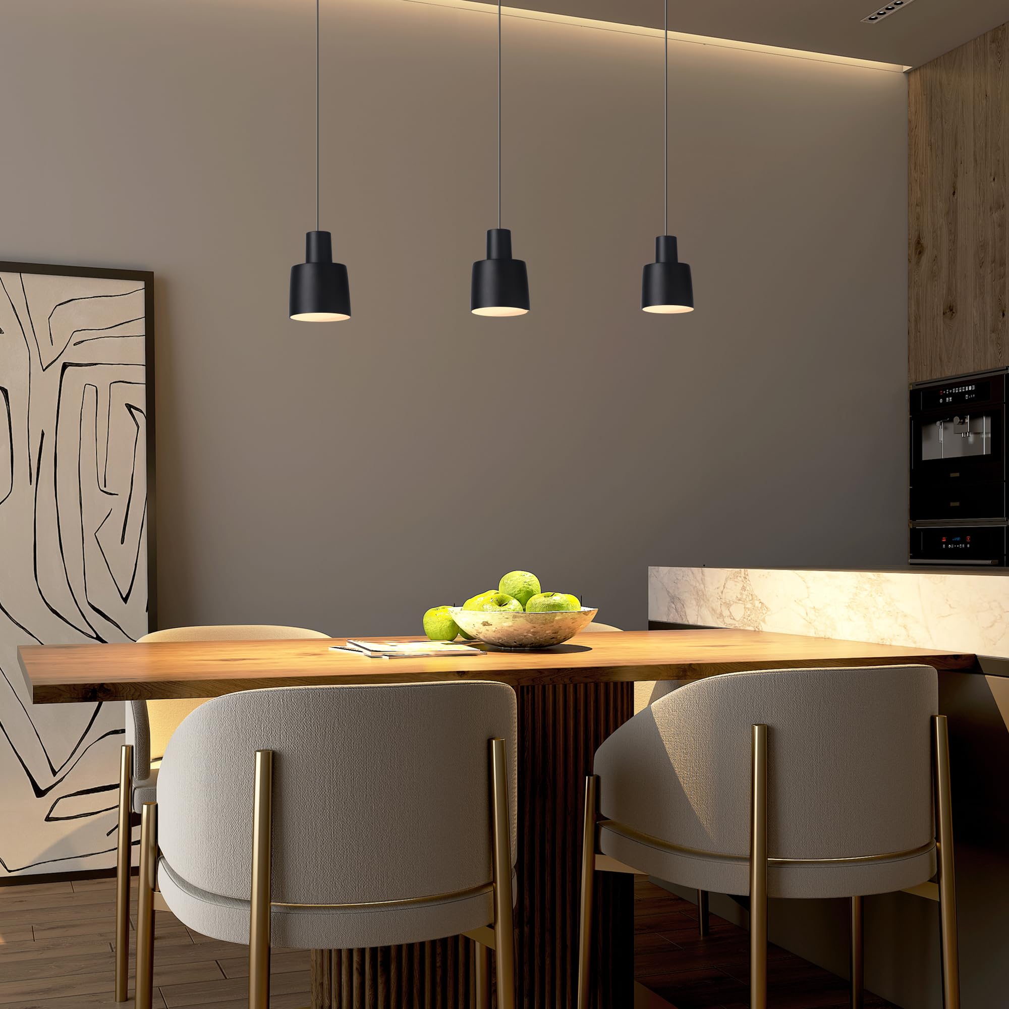 Aisilan LED Pendelleuchte Schwarz Dimmbar Pendellampe Höhenverstellbar 9W COB CRI97 Flicker-Free 3000K Hängeleuchte Aluminium für Küche Esstisch Schlafzimmer