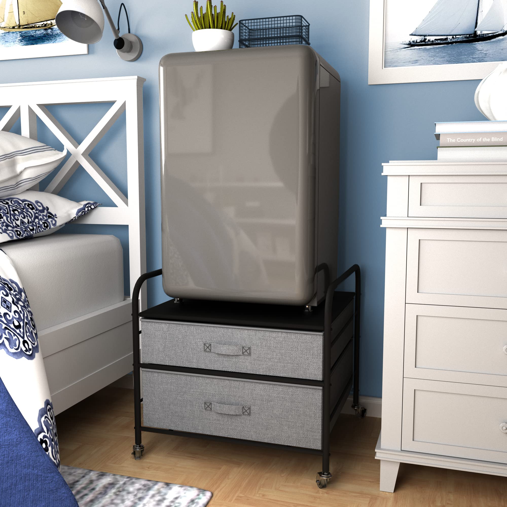 Buy WAYTRIM Fridge Stand, 2 Drawer Organization Fridge Cart, Black