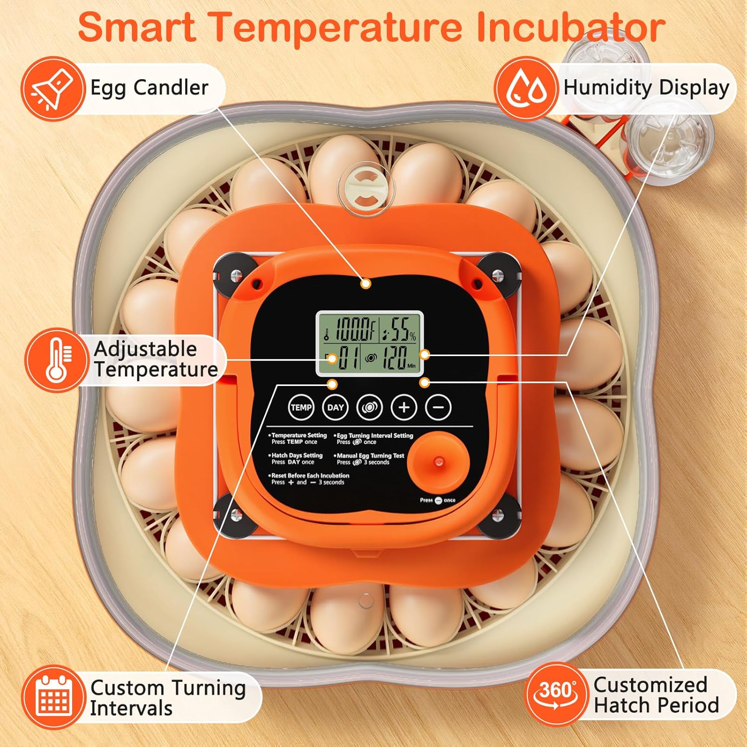 25 Egg Incubators for Hatching Eggs, Egg Incubator with Automatic Egg Turning and Humidity Control, Incubators for Hatching Eggs Chicken Quail Parrot Pigeon