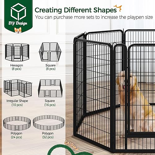 Vista 86 de Yaheetech - Corralito para perros, para uso en interiores y exteriores, valla de metal resistente para cachorros, corral de ejercicio para casa