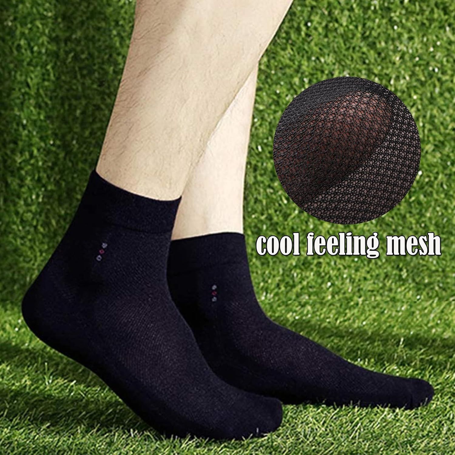 6 Pack Men Dress Socks, Cotton Mesh Ventilating Ankle Length,Thin Breathable Summer Business Footwear for Men - Image 2