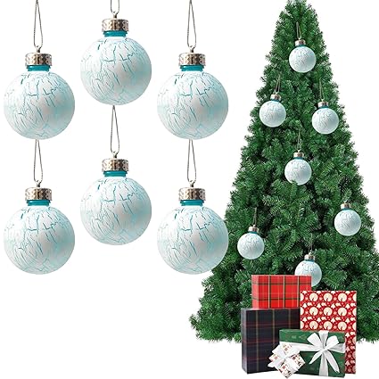 Rozi Decoration Christmas Balls Blue Color Set of 6 Pcs Christmas Hanging Ornament for Decorating House | Christmas Tree Balls DIY | Xmas Tree Decorations Set | Christmas Balls for Decoration