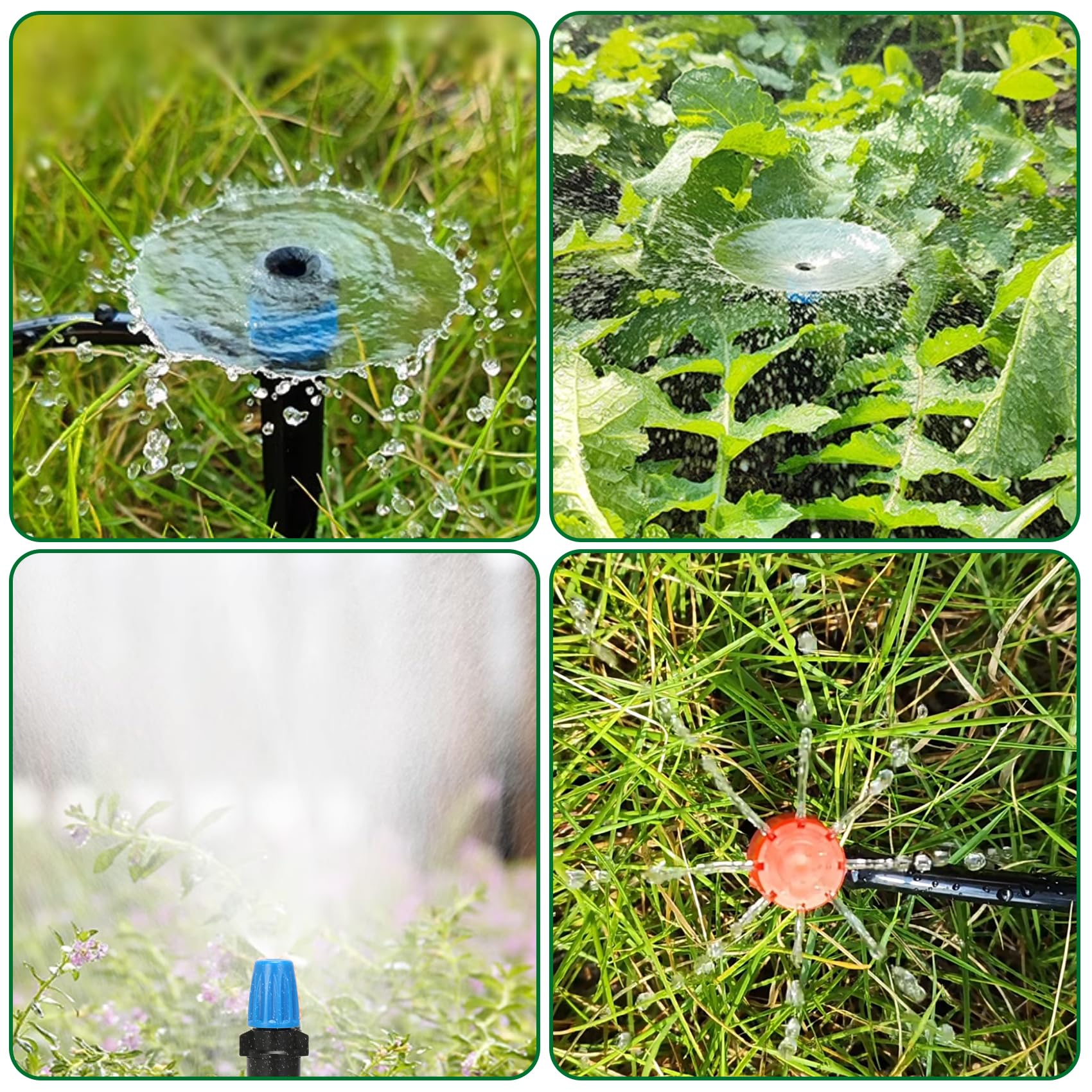 Kit di irrigazione a goccia, sistema di irrigazione a goccia regolabile per serre da 50 m, con tubi di irrigazione da 1/2" e 1/4", sistema di irrigazione per piante da giardino e prato