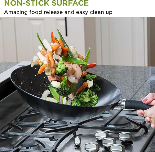 Miniatura 3 de Ecolution wok antiadherente de acero al carbono con asas remachadas suaves al tacto, Negro