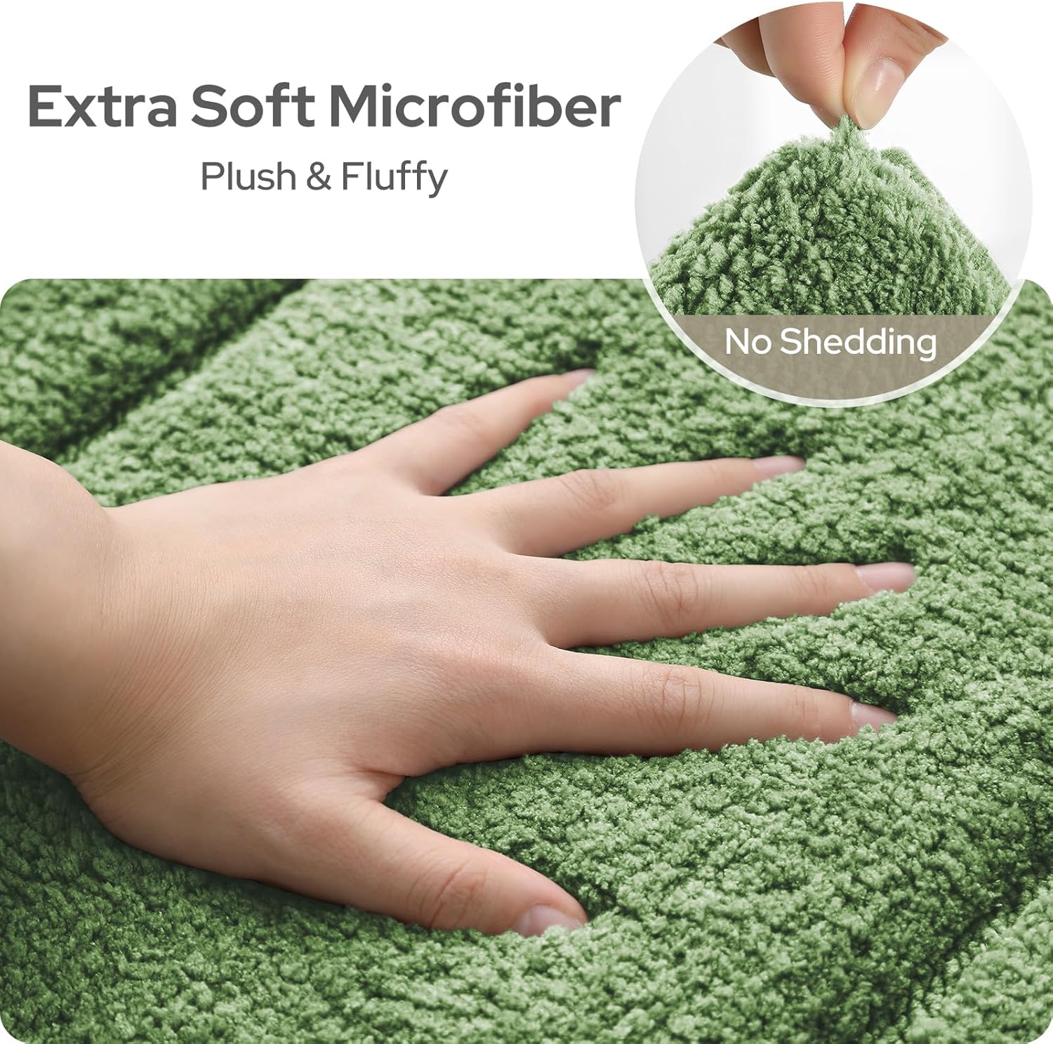 HOMEIDEAS Bathroom Rugs Sets 2 Piece, Extra Soft and Absorbent Microfiber Plush Bath Mat with Non Slip Backing(Sage Green) - Image 3