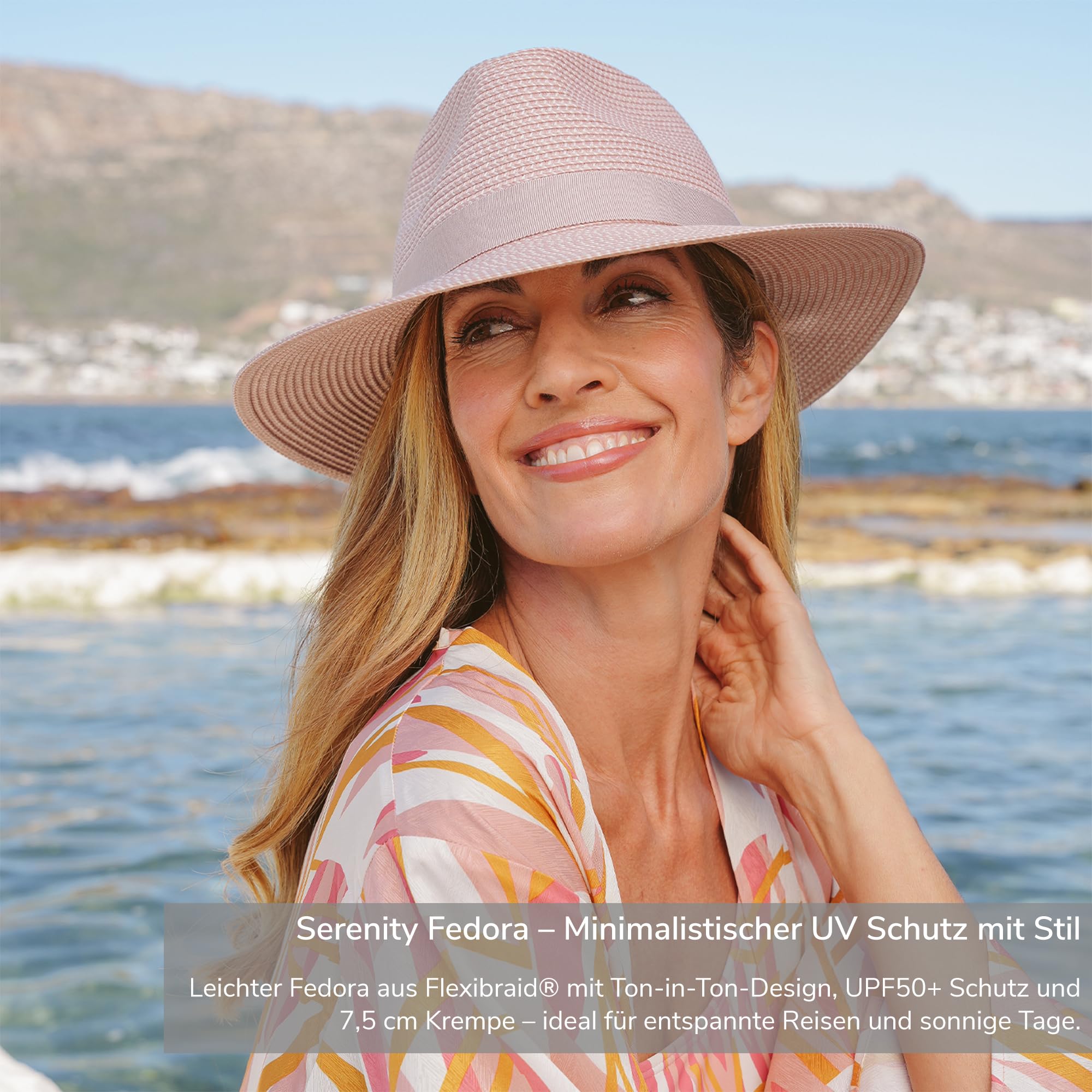 Serenity Fedora - Hochwertiger Sonnenhut für Damen und Herren - Sommerhut mit verstellbarem Elastikband - UV-Schutz 50+