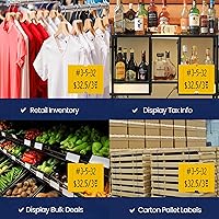 Vista 5 de Perco Etiquetas amarillas de 2 líneas, 8 rollos, 1 manga, 6,000 etiquetas de precio en blanco y fecha para pistolas Perco de 2 líneas de precio