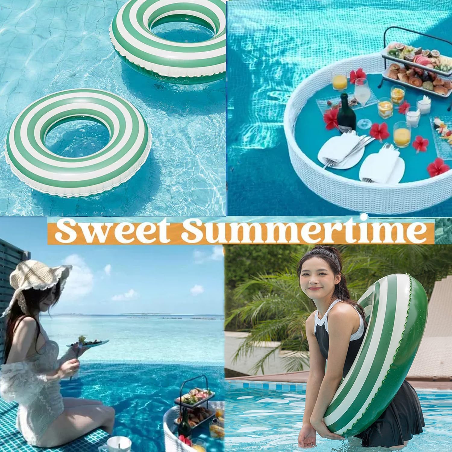 4PCS Floats for Adults Rings Lollipop Striped Pool Float Large Swim Ring for Adults,35 Inch Classic Striped Teens Adult Inner Tubes Summer Beach Bachelorette Party