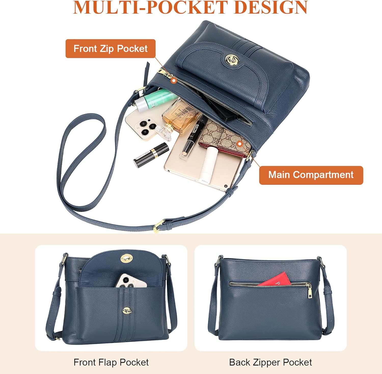 Over Earth Genuine Leather Crossbody Bags for Women Trendy Purses and Ladies Shoulder Handbags - Image 4