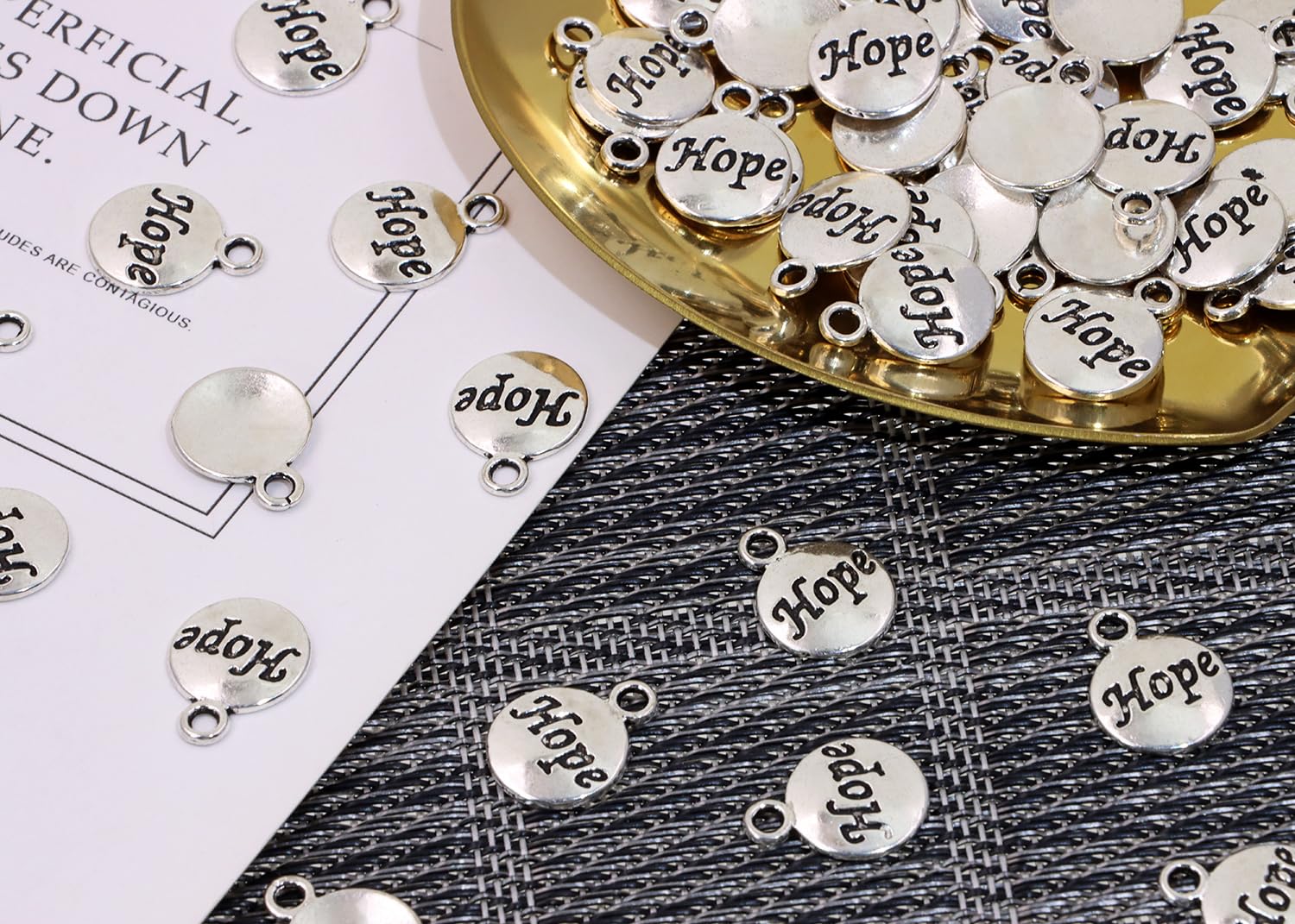 Shapenty Hope Charms Inspiration Message Charms for DIY Necklace Earring Bracelet Pendant Keychain Bookmark Jewelry Making Beading Ornaments Gift Inspiration Words Craft Projects, 50PCS - Image 2