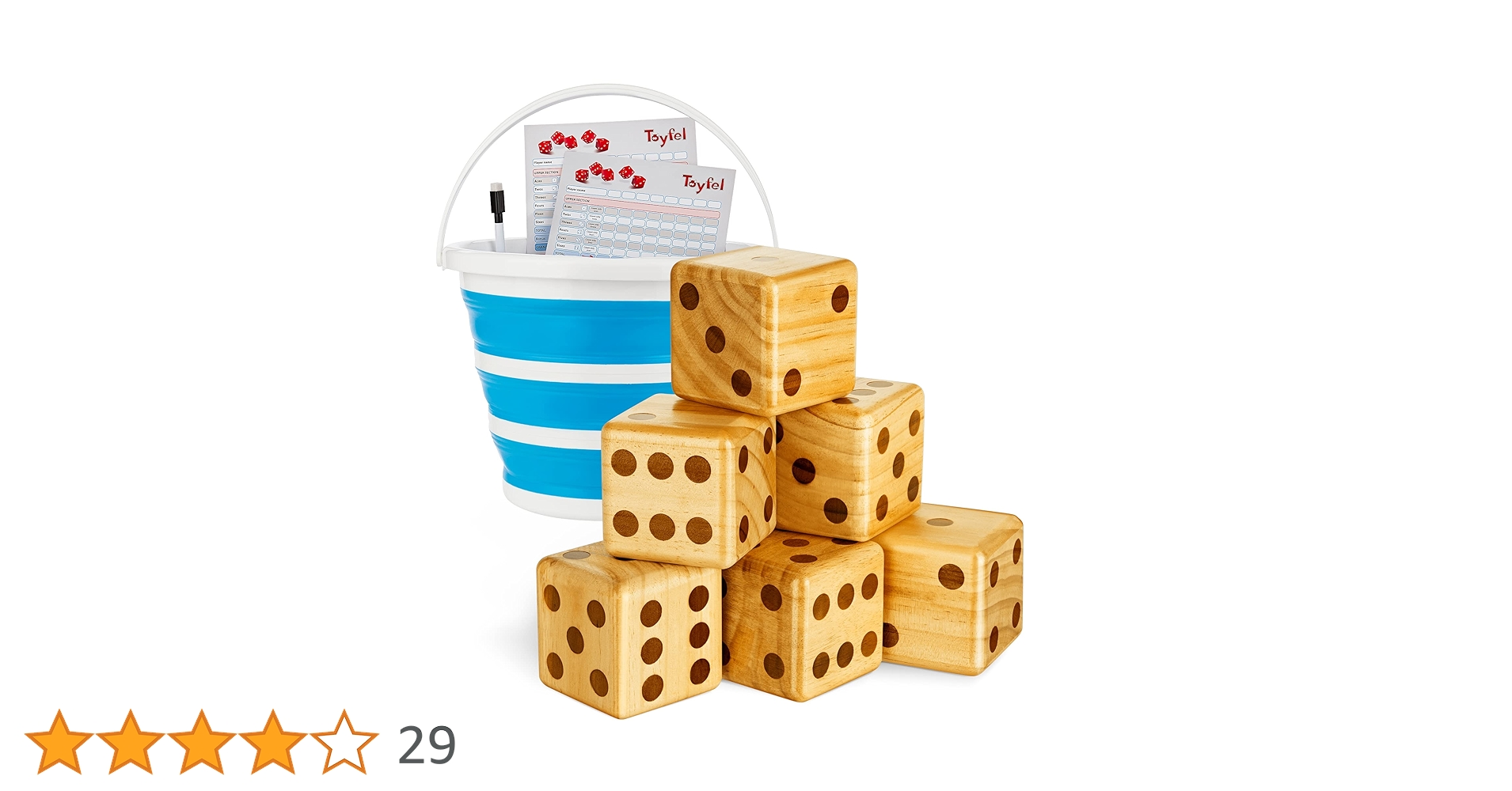 Toyfel Jeu de Dés XXL Chuck Bois de Pin Certifié FSC® - Jeu