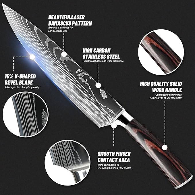 Set Cuchillos Cocina 7 Piezas Acero Inoxidable Base Magnética miniatura 3