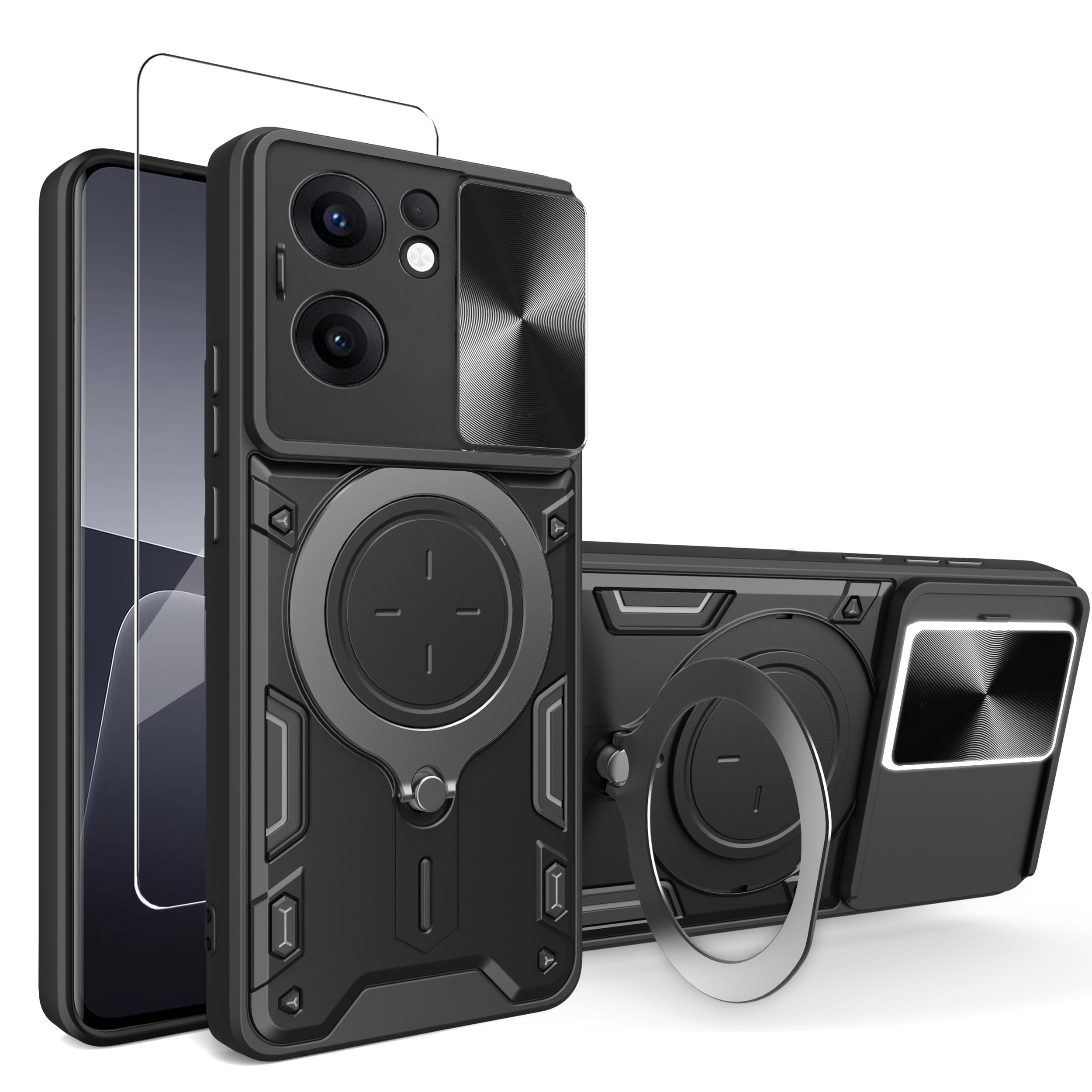 Funda Antigolpes 360° Con Protector De Pantalla Integrado Para OPPO Reno 13 F 5G / Reno 13 FS 4G/5G, Ultra Híbrida Transparente Con Textura Antideslizante, Color Negro