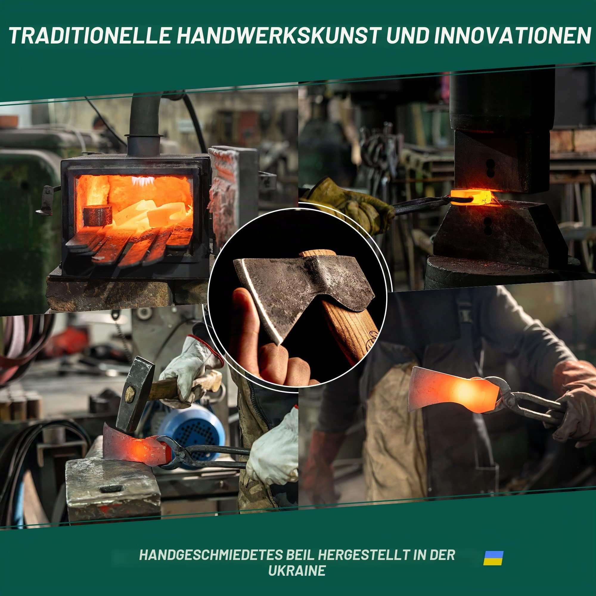 BeaverCraft Holzbearbeitungsaxt mit Scheide AX1 – Geschmiedete Axt, Bushcraft-Axt für Camping – Kleine Forstaxt zum Hacken und Spalten – Gartenaxt mit Holzgriff, Holzbearbeitungswerkzeug