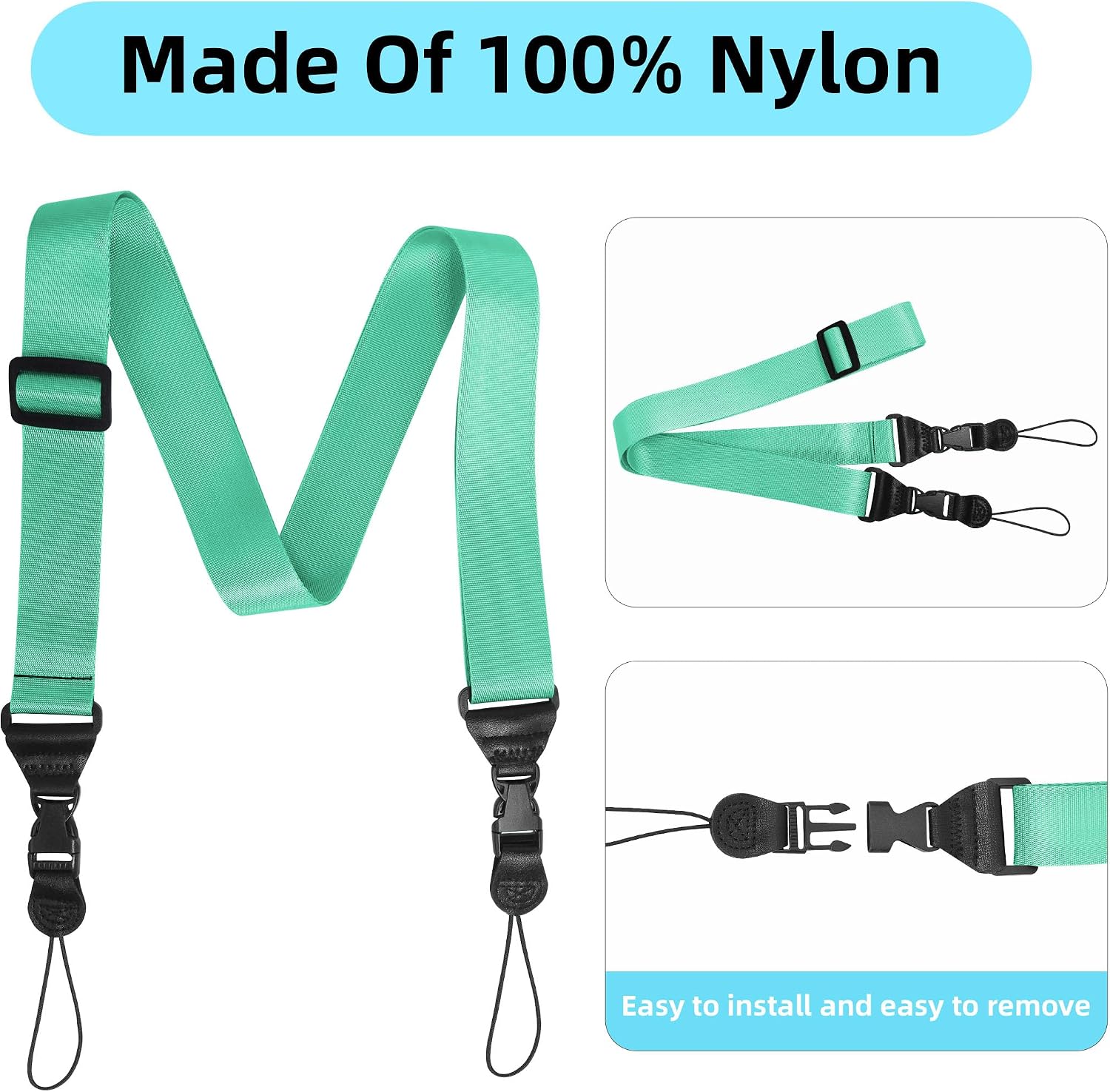 Adjustable Shoulder Strap:Comfortable iPad Strap Nylon Neck Lanyard for iPad/Samsung Tablet Case,Camera Binocular Crossbody Laptop Luggage Bag(Mint Green)