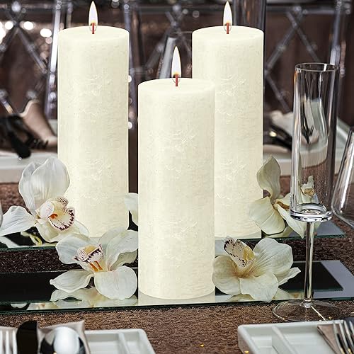 Miniatura 5 de BOLSIUS Paquete de 4 velas de pilar rústicas amarillas  2.75 x 7.5 pulgadas  Calidad europea premium  Cera natural ecológica a base de plantas  sin