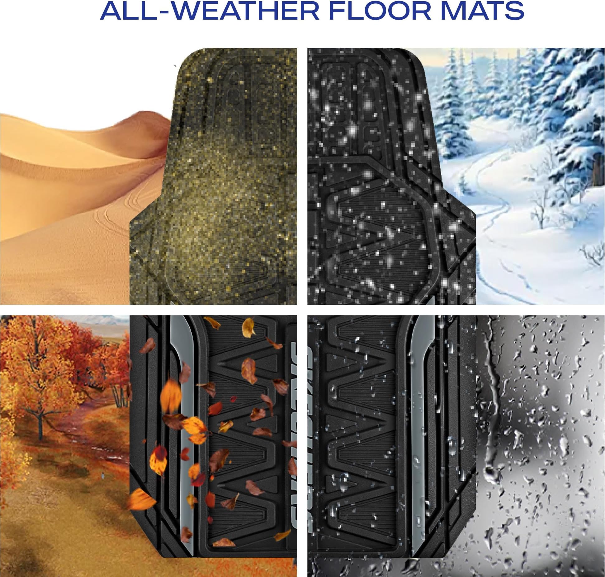 Skechers Car Floor Mats,Heavy Duty Rubber Car Mats Full Set,All Weather Floor Mats,Waterproof Trim to Fit Universal Floor Liner Car Accessories,Automotive Floor Mats for Cars Trucks SUV,Grey