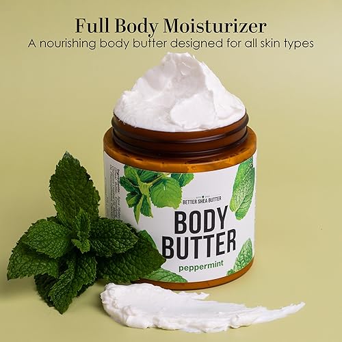 Miniatura 7 de Better Shea Butter Pure Peppermint Body Butter  Hidratante corporal para mujer  Con manteca de karité cruda para piel seca y delicada  Sin