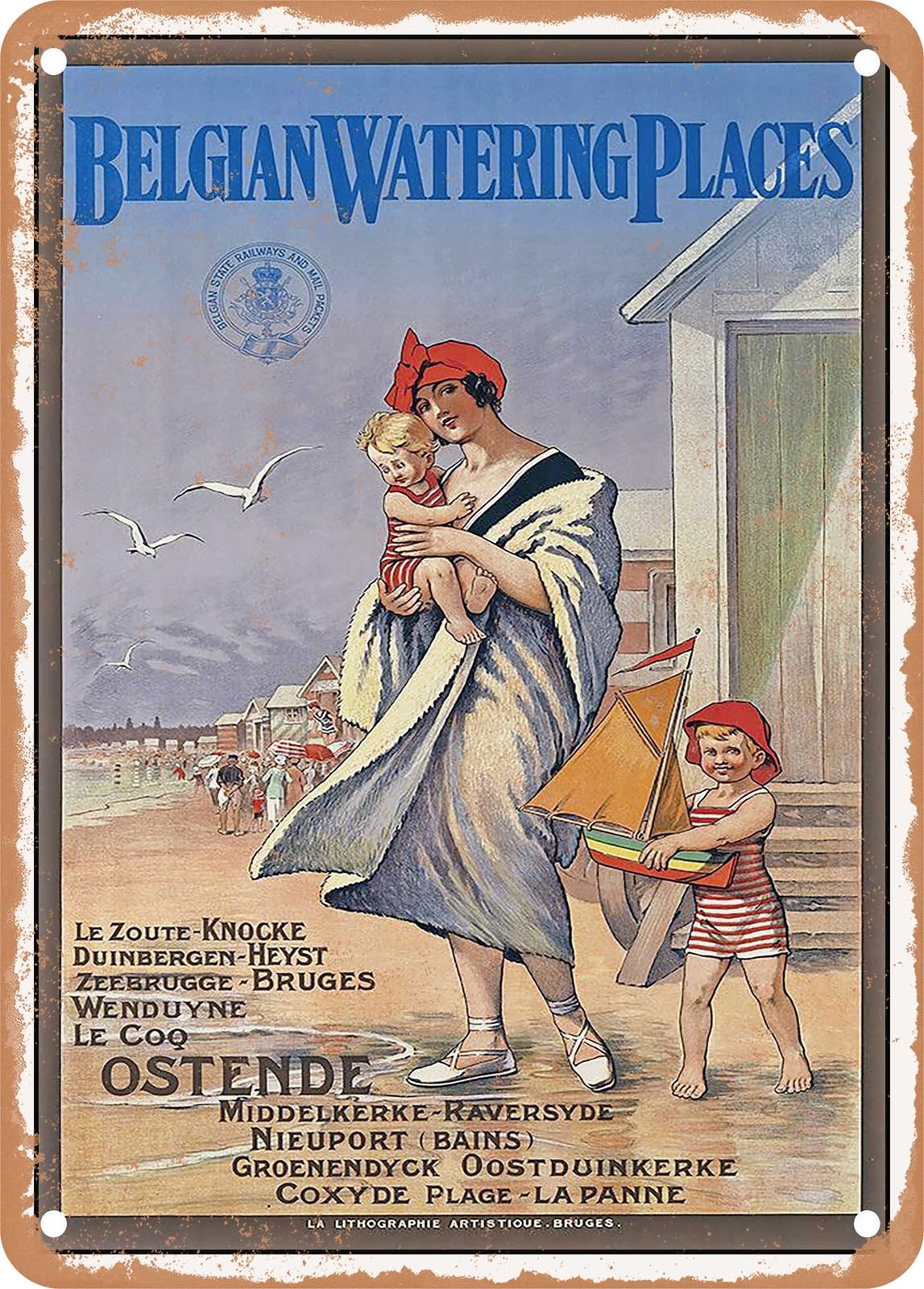 Miaomansenstore Metal Sign - 1920 Belgian Watering Places Ostende Vintage Ad Home Decor