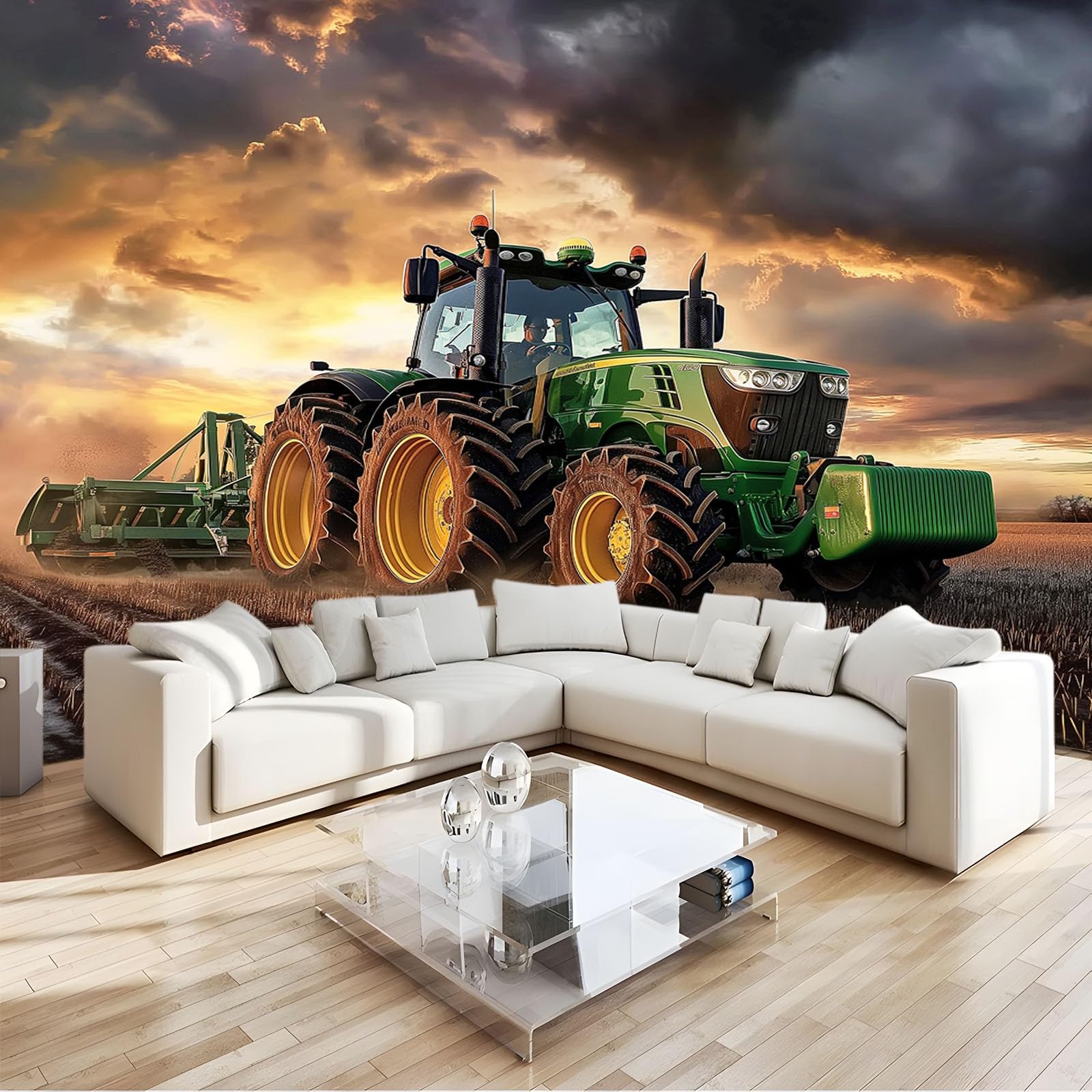 Fototapete Traktor Landwirtschaft 350x256 cm Tapete 3D Vlies Wanddeko Wallpaper Wandtapete Dekoration Study Zimmer Wohnzimmer Restaurant Cafe