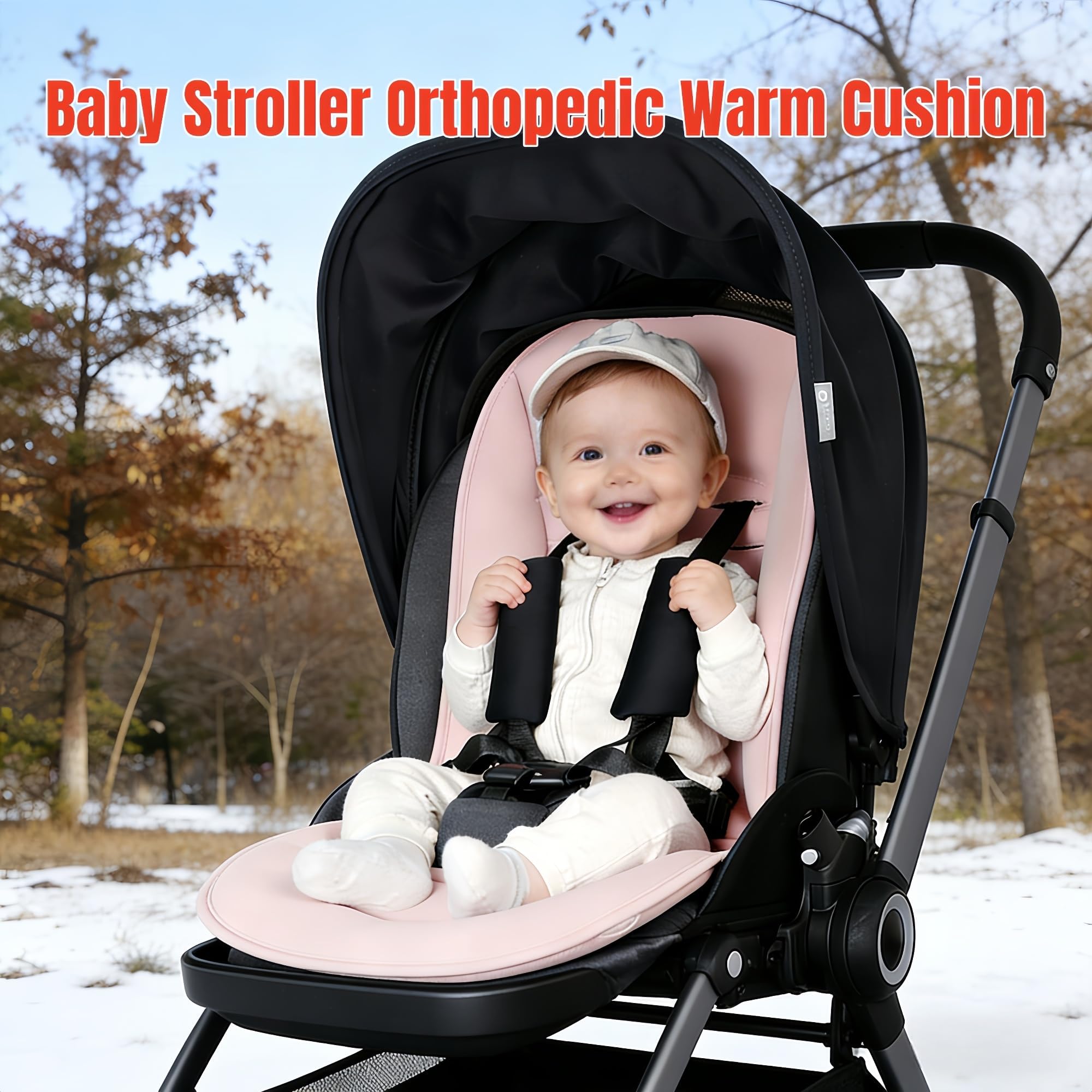 Buggy Sitzauflage aus Baumwolle, beidseitig verwendbar, universal für 99% Kinderwagen Modelle, atmungsaktiv & maschinenwaschbar, mit Rückenstütze (Pink)