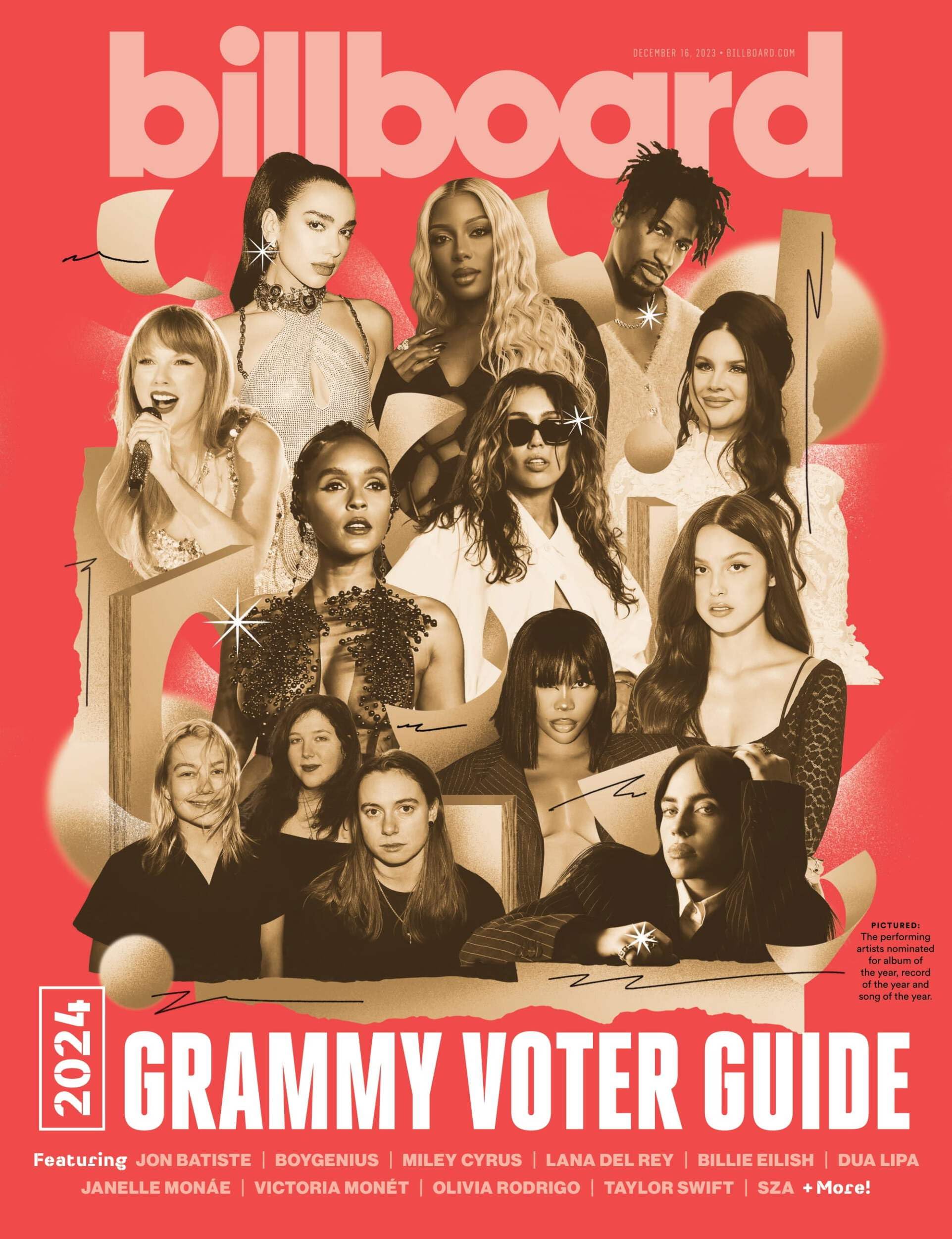 Billboard - 23.12.16 Edition: 2024 Grammy Voter Guide, Taylor Swift, Olivia Rodrigo, Miley Cyrus, Lana Del Rey, Billie Eilish, SZA, Dua Lipa, Boygenius, Jon Batiste, Janelle Monáe & Victoria Monét!