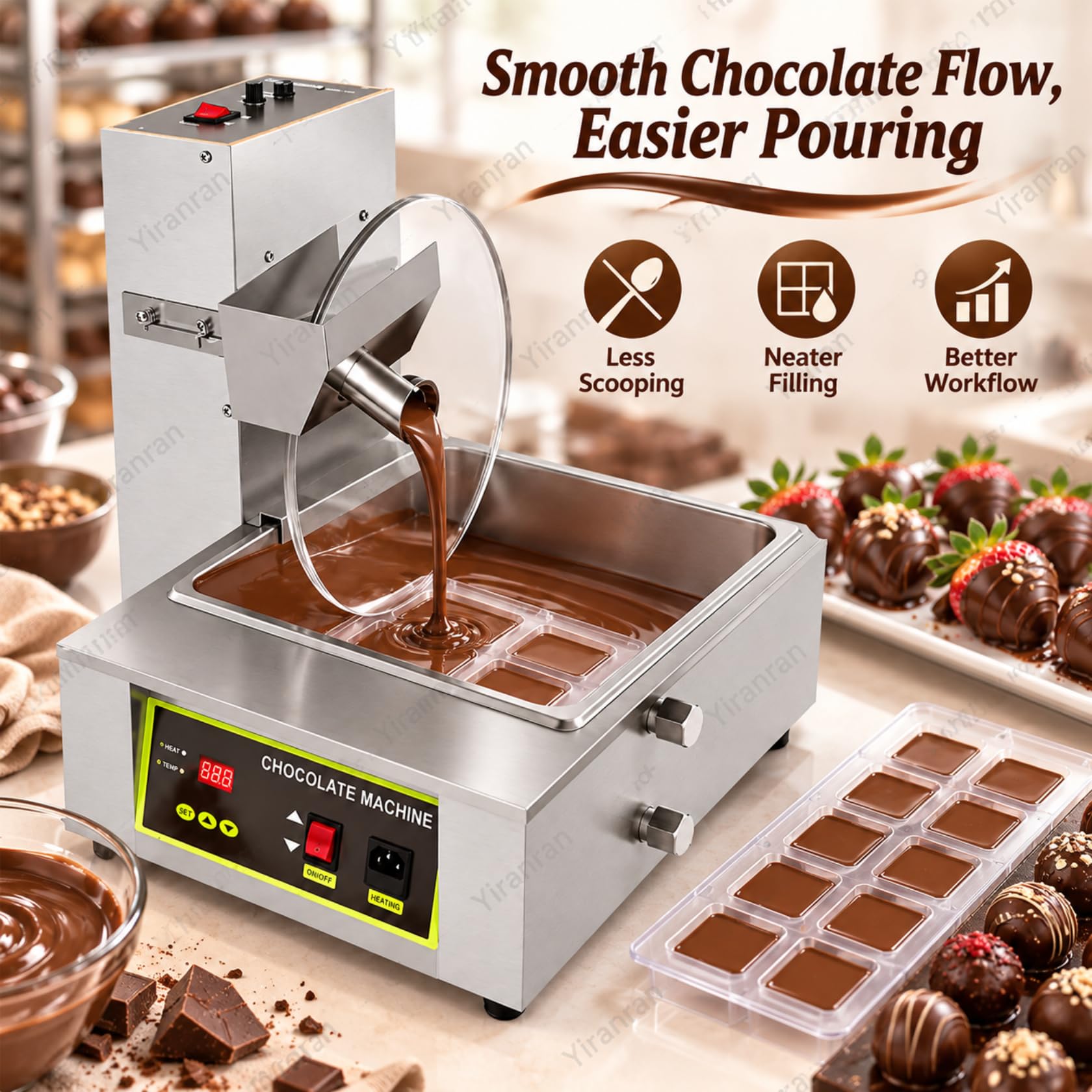 Macchina Professionale Per La Fusione Del Cioccolato Con Ruota Di Miscelazione, Miscelatore E Macchina Per La Fusione Del Cioccolato Con Colata Continua, Serbatoio Di Fusione Da 8 Kg, Temperatura