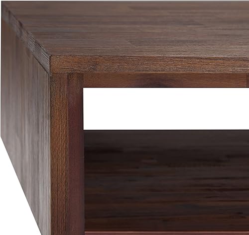 Miniatura 183 de SIMPLIHOME Lowry - Mesa auxiliar cuadrada de madera de acacia maciza y metal, de 22 pulgadas de ancho, moderna, industrial en marrón envejecido café