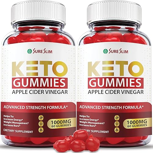 Gomitas Keto Sure Slim - Fórmula oficial vegana, sin OMG, gomitas cetogénicas ACV con vinagre de sidra de manzana, 1000 mg, gomitas keto sureslim