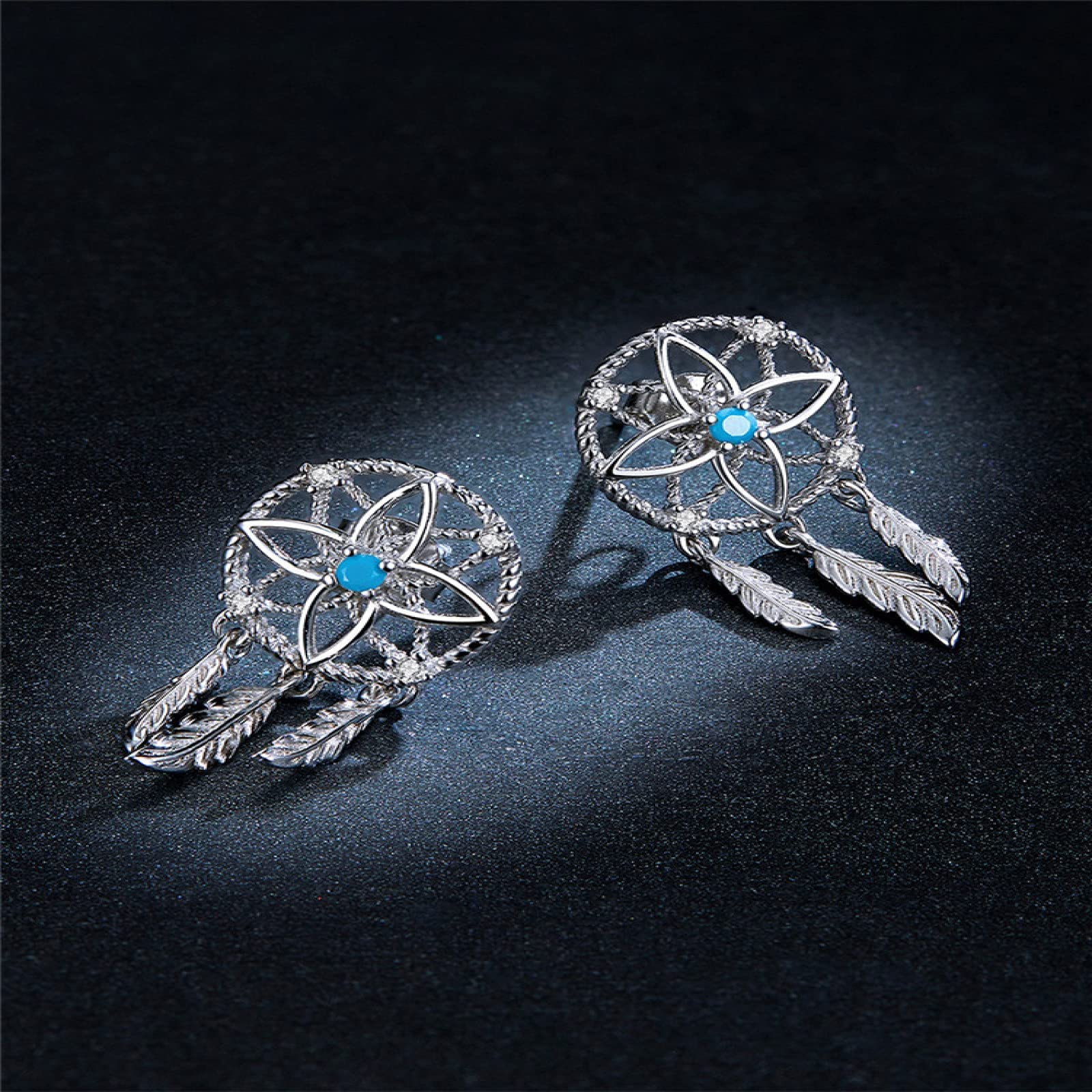RWRAPS Orecchini per Bambina Orecchini in Argento Sterling 925 Orecchini Pendenti Acchiappasogni per Donna Orecchini Pendenti con Piume d'Argento Brincos