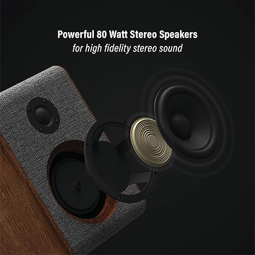 Miniatura 4 de Crosley CR7501A-CL Nocturne - Tocadiscos Bluetooth de 2 velocidades con altavoces estéreo a juego, color carbón