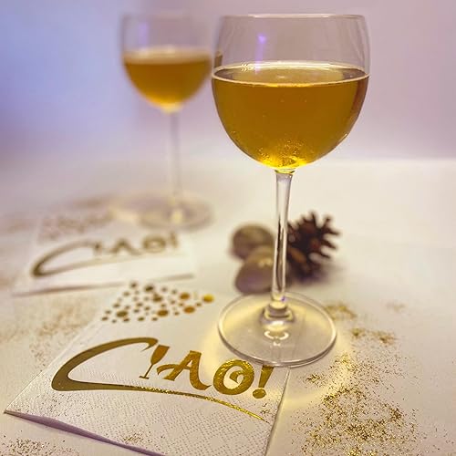 Miniatura 6 de LAISHAY Servilletas de cóctel Gold Sparkle de 3 capas, 5 x 5 pulgadas, plegadas, 10 x 10 pulgadas desplegadas, 50 unidades, desechables,