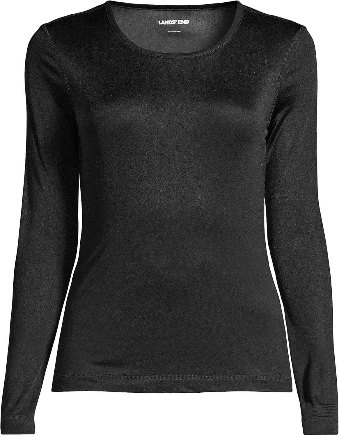 Lands' End Women's Silk Interlock Long Sleeve Crewneck Long Underwear Top