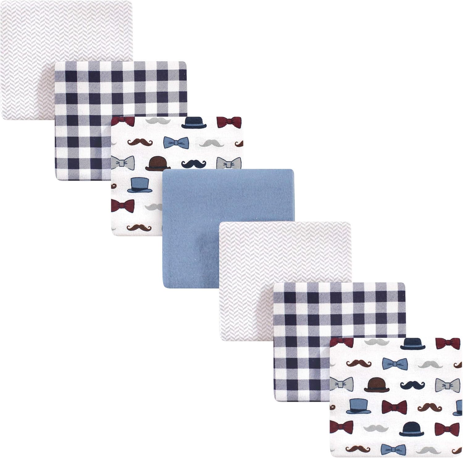 Little Treasure Unisex Baby Cotton Flannel Receiving Blankets, Handsome Fella 7-Pack, One Size
