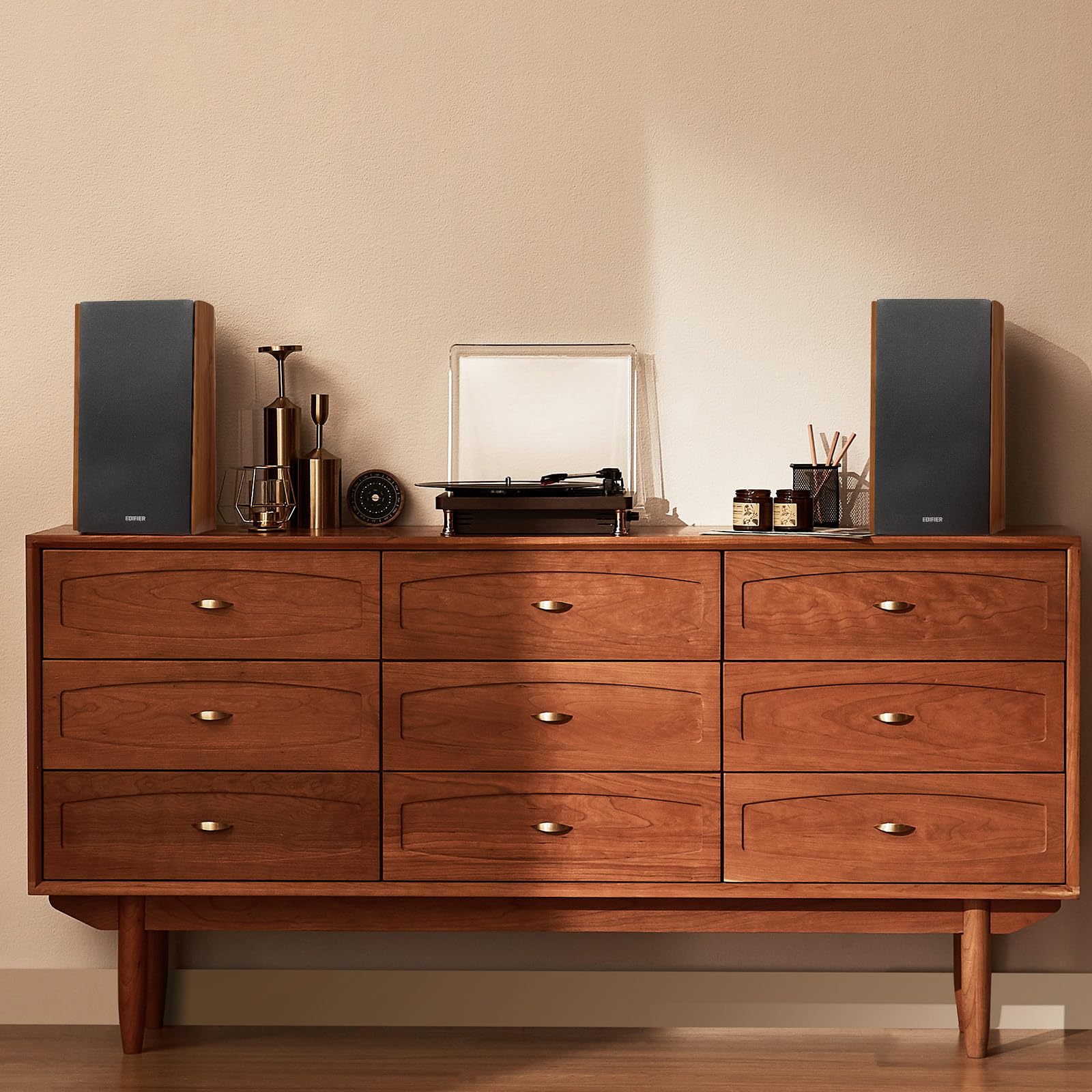 Edifier R2000DB - Kit di altoparlanti Bluetooth 2.0, con telecomando IR e ingresso ottico - 120 Watt - Warm Oak
