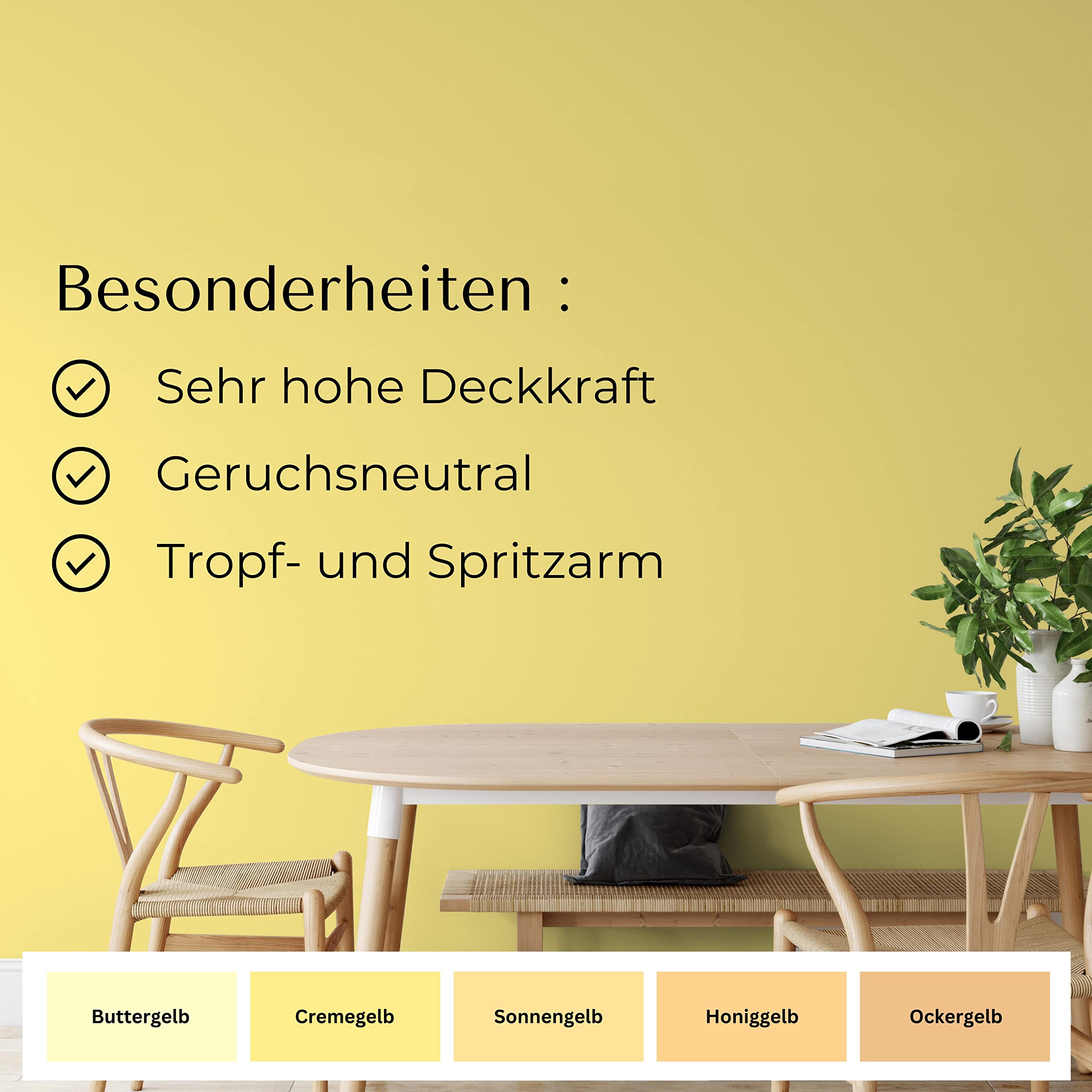 Fühl Dich Wohl Wandfarbe Gelb Cremegelb hohe Deckkraft matt hochdeckend 5l