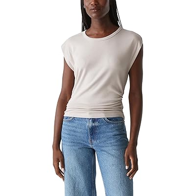 Michael Stars Joni Crew Neck Power Shoulder Top Women