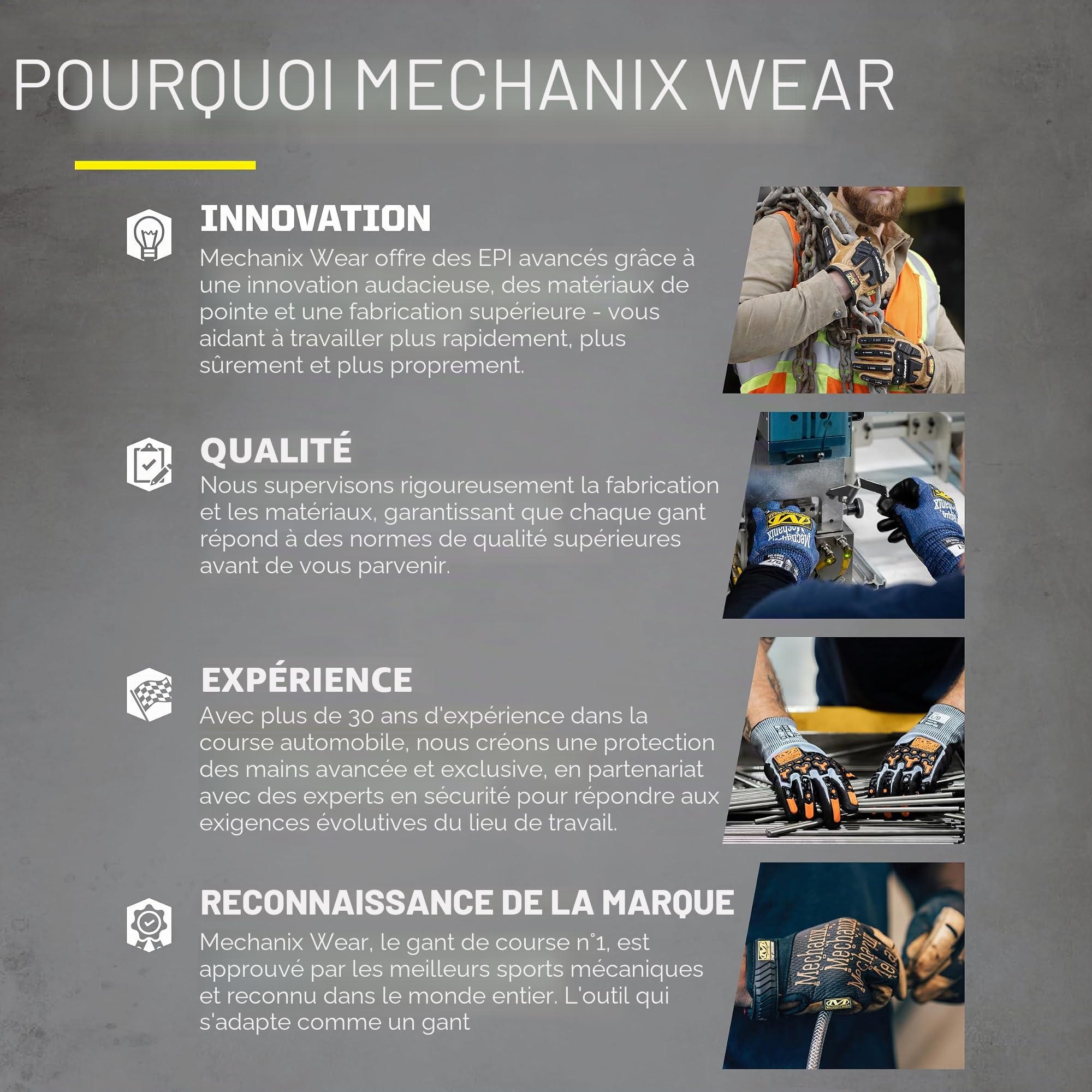 Mechanix Wear - Original Work Gants (X-Large, Noir)