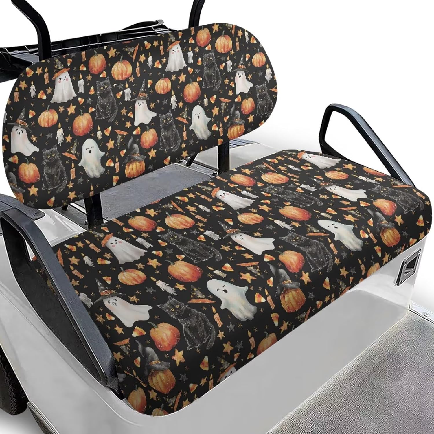 2 PCS Golf Cart Seat Covers - Tear-Resistant Polyester, Universal Fit for Hunting & Outdoor Use 2 PCS Golf Cart Front Seat Covers Blanket Towel for Club Car - Skull