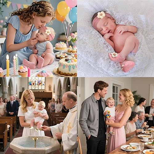 Miniatura 5 de Diadema y calcetines de flores para bebés lindos juegos de diadema y calcetines para niñas recién nacidas