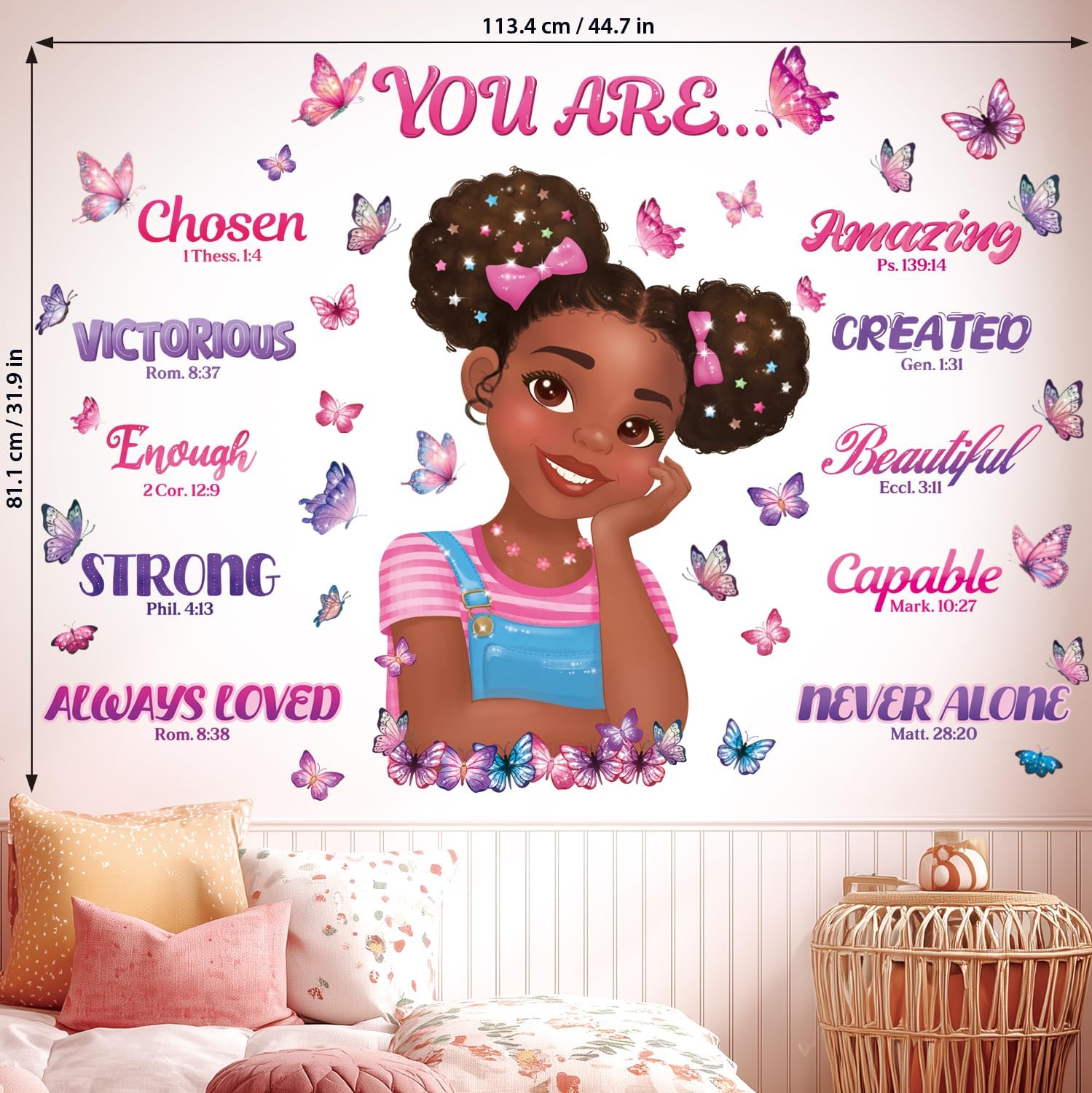 DECOWALL Black Girl Magic Wall Stickers – Inspirational Butterfly Quotes Peel & Stick Wall Decals for Girls Bedroom Nursery Décor (SG2-2502)