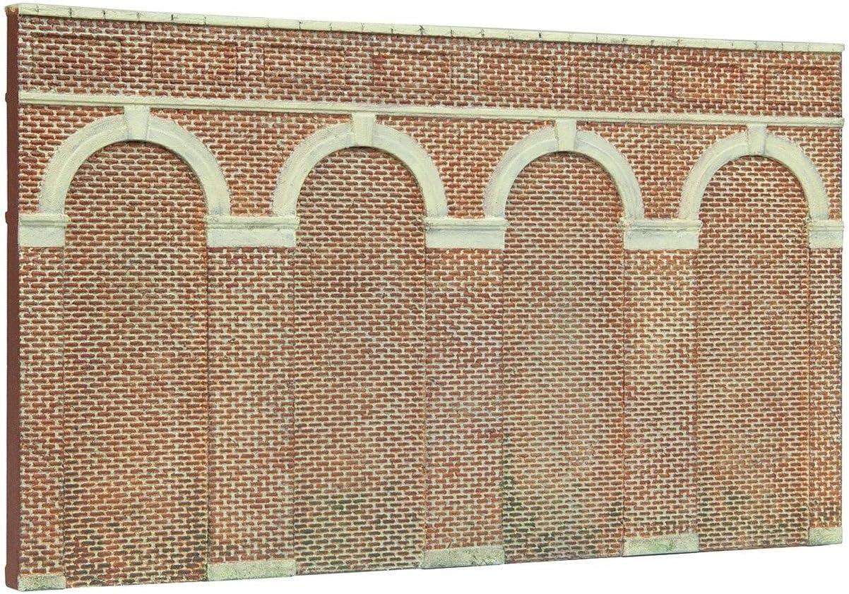 Hornby R7372 Model Railway OO Gauge High Level Arched Retaining Walls x 2 (Red Brick), Model Train Accessories for Adding Scenery, Dioramas, Woodland, Buildings and More - Diorama Making Kits