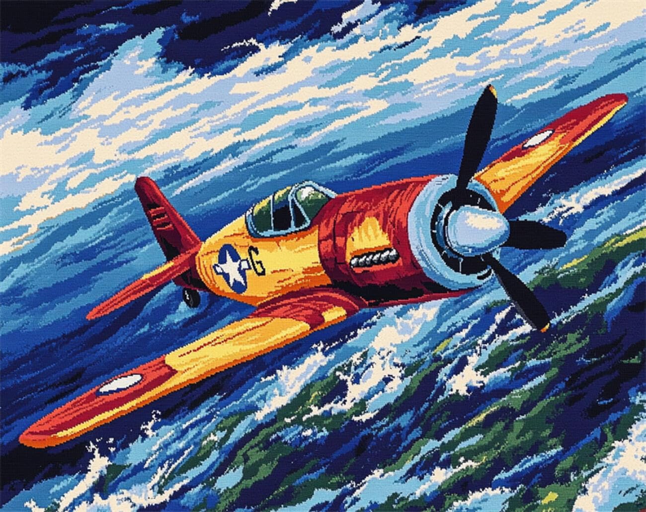 Axiangzik B Diy Embroidery Kit Retro Airplane 11Ct 80X100cm