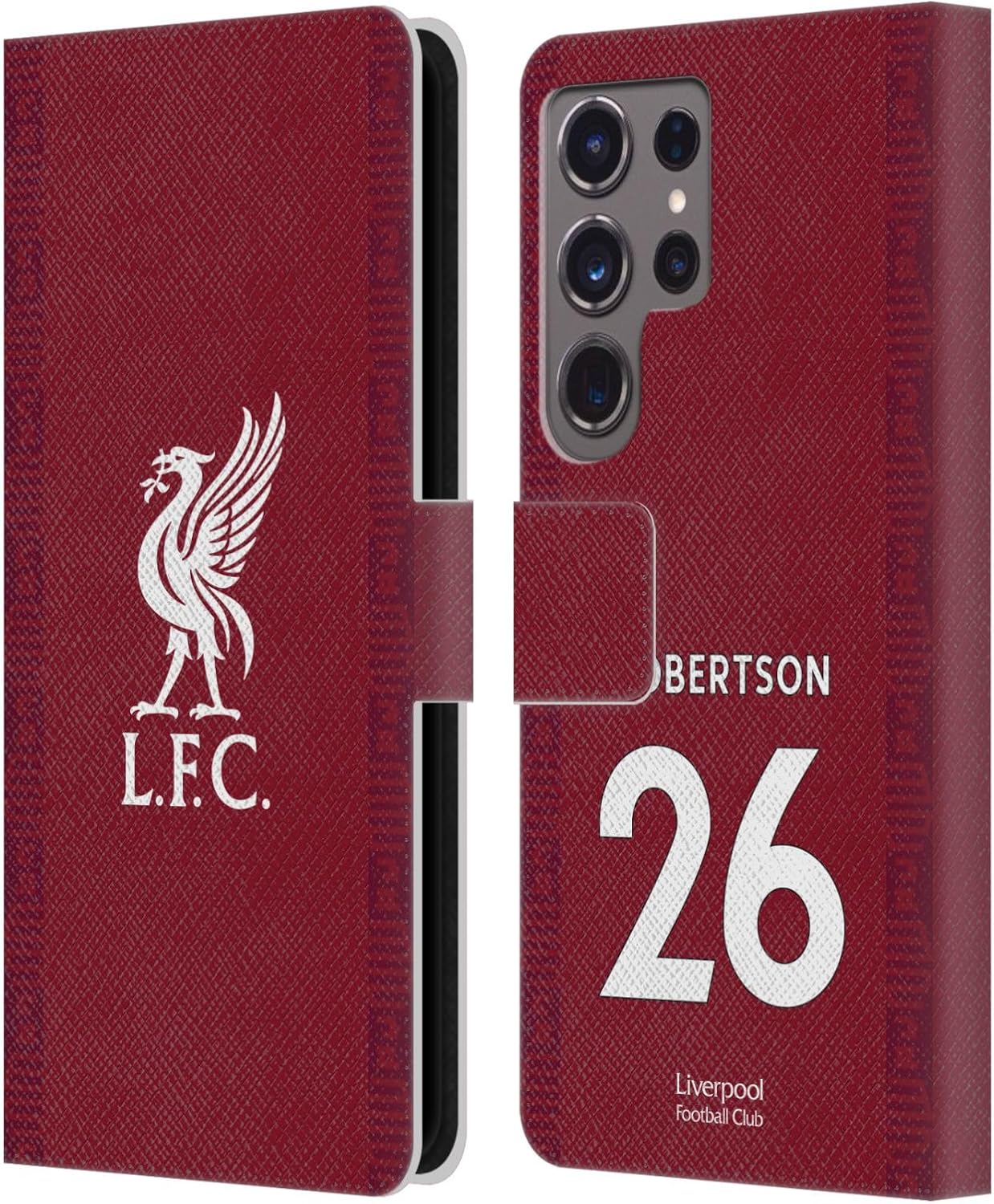 Head Case Designs Officially Licensed Liverpool Football Club Andrew Robertson 2022/23 Players Home Kit Leather Wallet Case Compatible with Samsung Galaxy S24 Ultra 5G