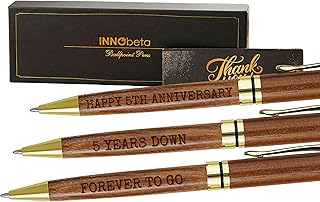 InnoBeta 5 Year 5th Anniversary Wood Gift for Him, Husband, Wife, Her, Wooden Pen Set of 3, Gifts Idea for Marriage, Wedding