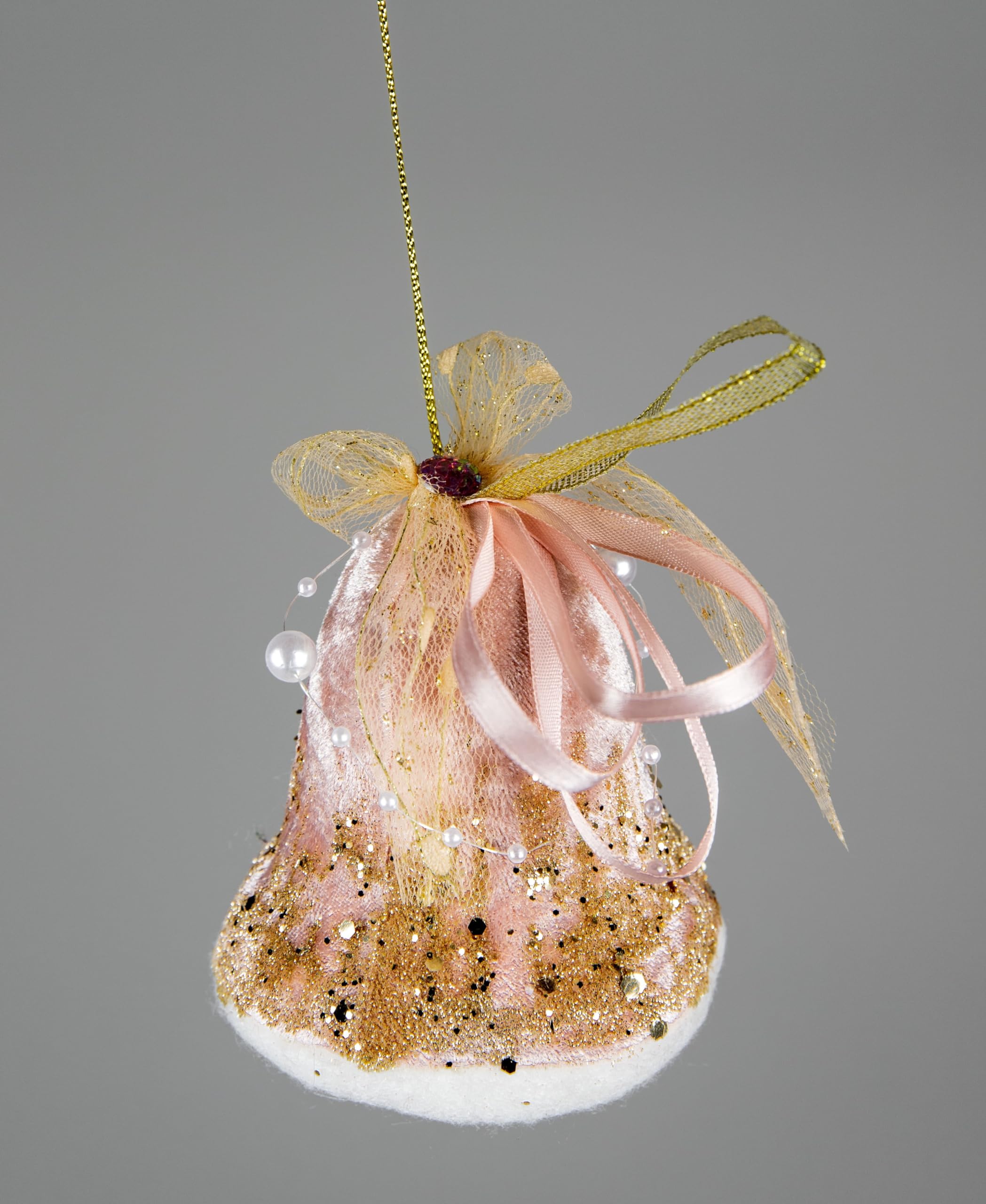 Light Pink Santa Bell 8x10cm - Christmas Tree Hanging Decorations Festive Decorative Ornaments Fairy Tale Themed Xmas Tree Pendant